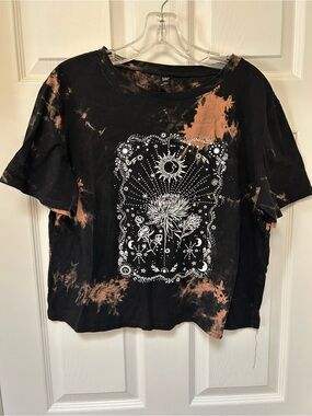 SHEIN Black and Rust Tie-Dye Graphic Tee
